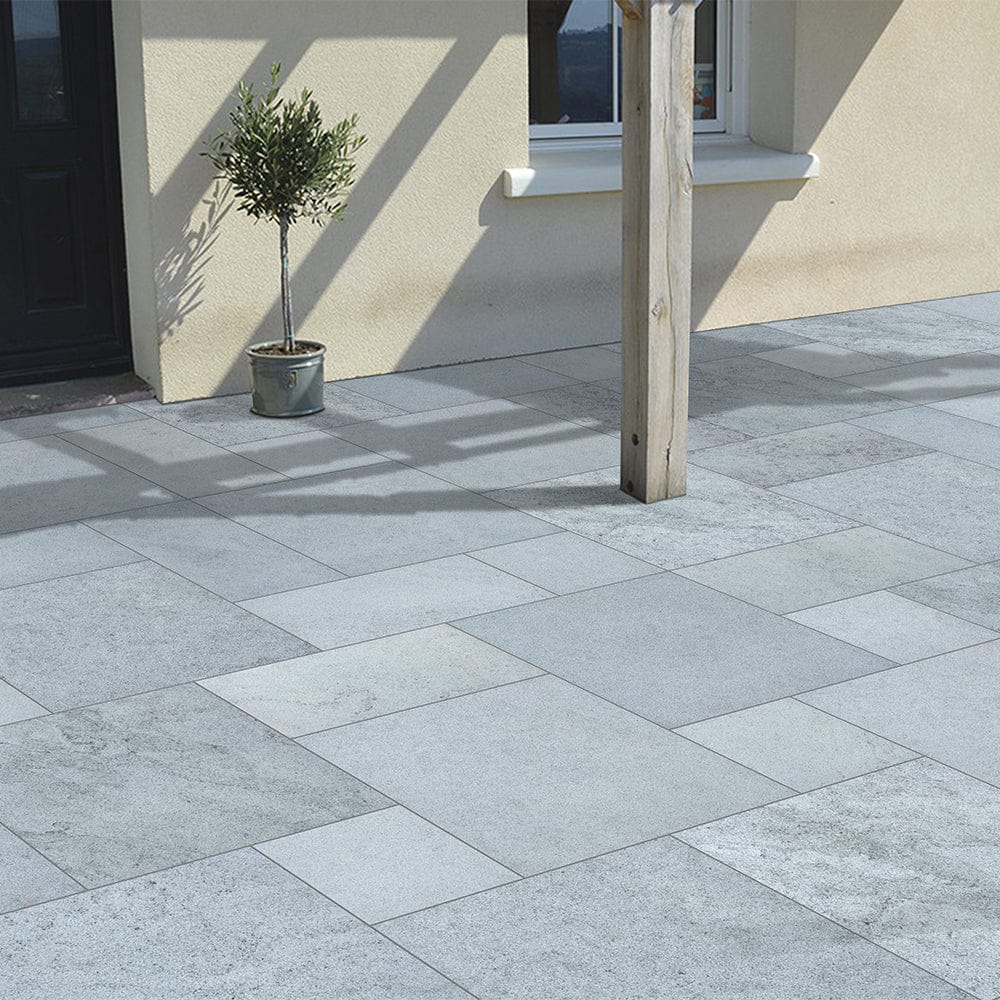 Kota Blue Textured Tumbled Limestone Paving Slabs - The Stone Flooring