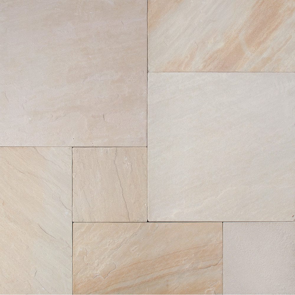 Mint Sandstone Beige Tumbled Paving Slabs - The Stone Flooring